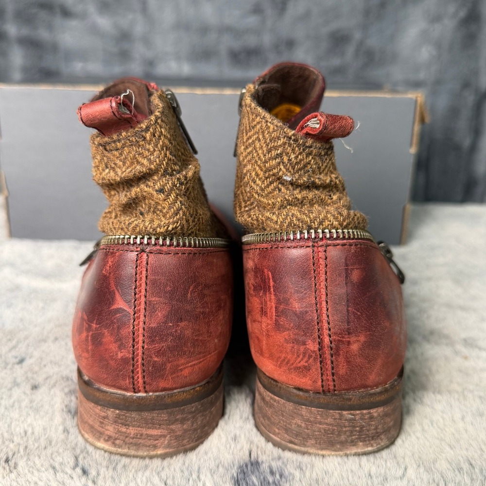 Caterpillar Kiley Sedona Tweed Boots Womens 9 Red Brown Leather Ankle P309713 - Picture 4 of 8